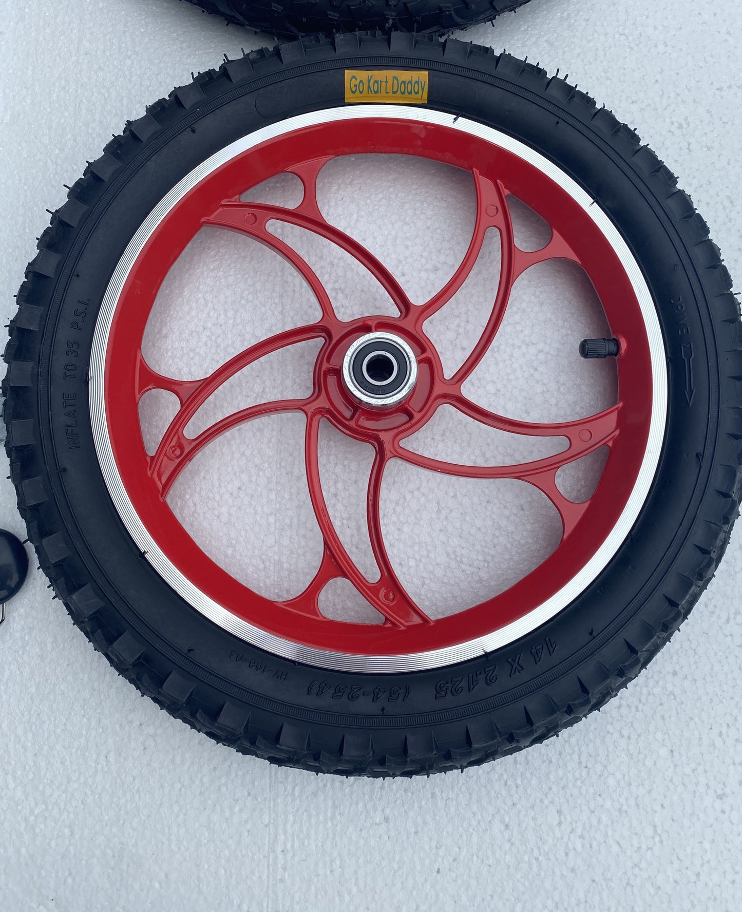14" Red Alloy Go Kart Wheels & Axle Set