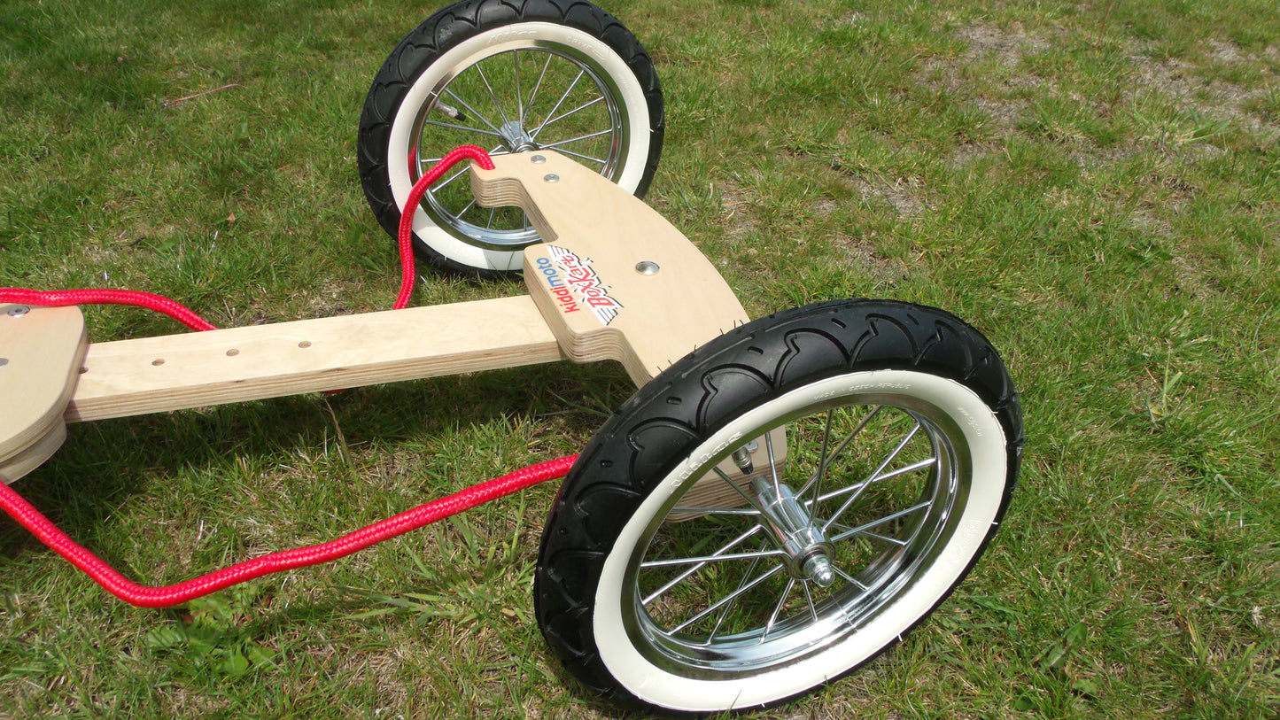 Dual Hand Brake Chrome White Wall Wheels & Axle Set.