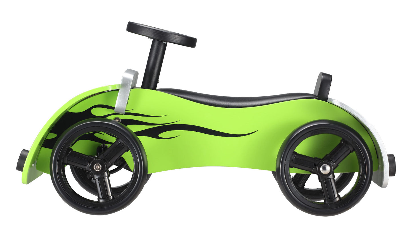 BIKESTAR Green Wooden Ride-On Race Car for Ages 2–5