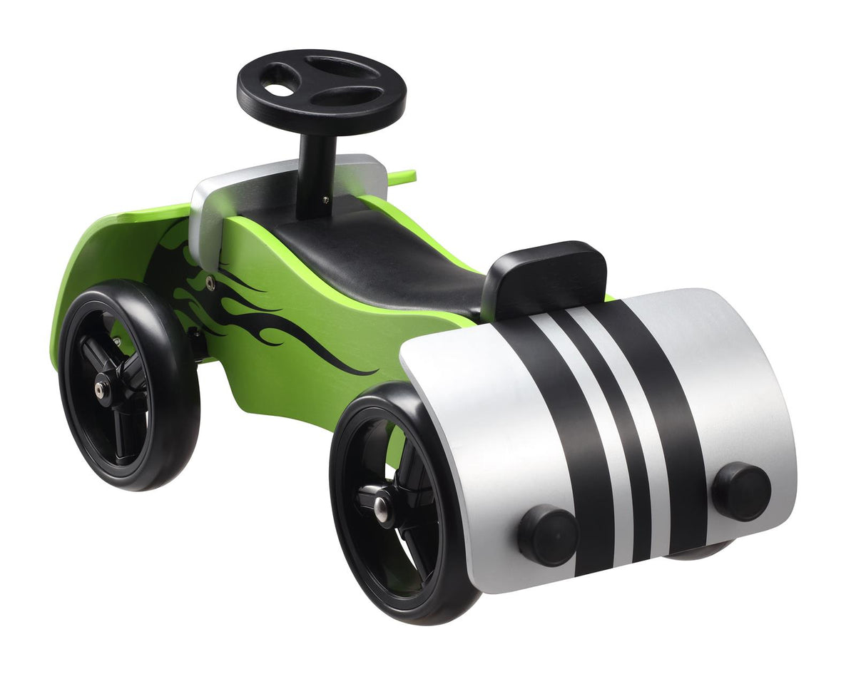 BIKESTAR Green Wooden Ride-On Race Car for Ages 2–5