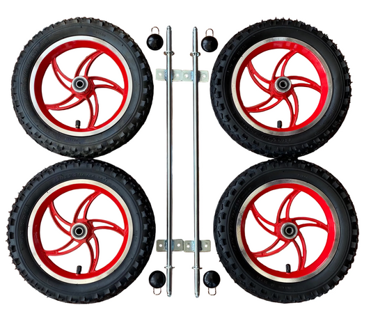 12" Red Alloy Wheels & Axle Set