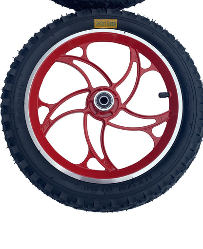 14" Red Alloy Wheels & Axle Set