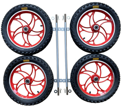14 Inch Red Alloy Wheels & Axle Kit