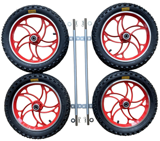 14 Inch Red Alloy Wheels & Axle Kit
