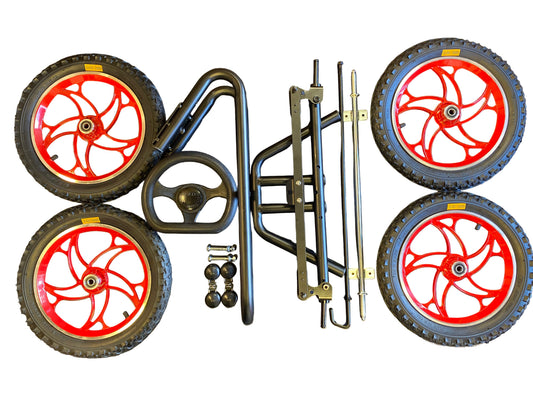 steering kit with 12" red alloy wheels