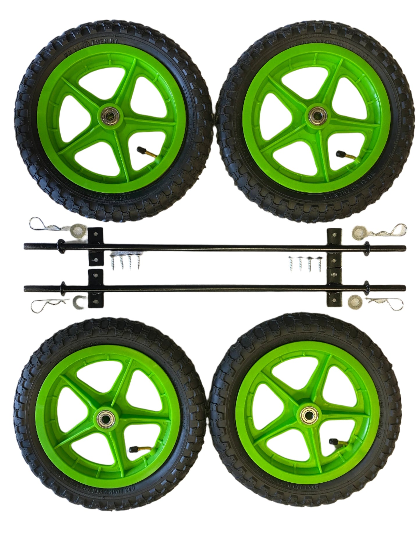 12" Green Wheels & Axle Set