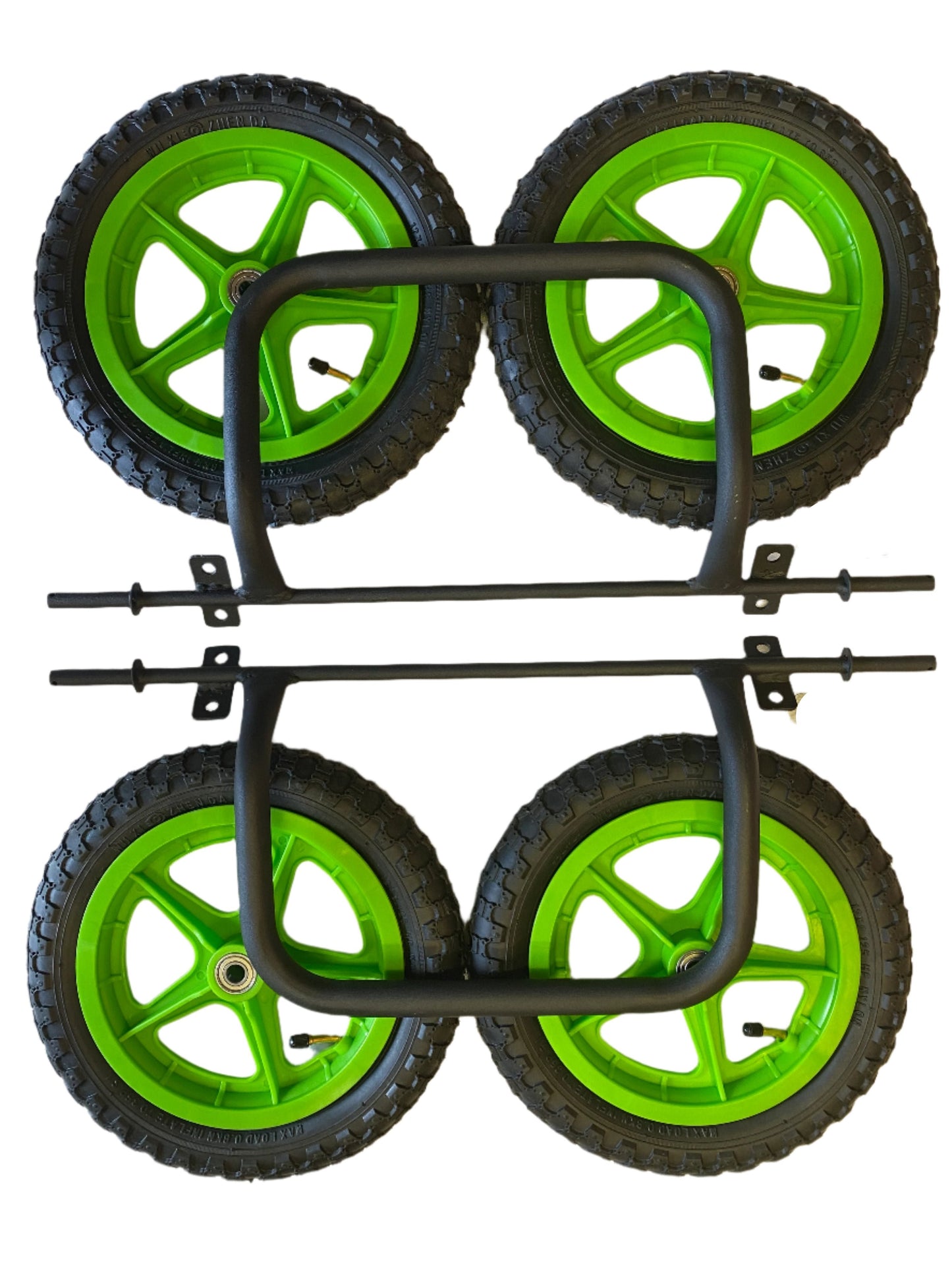 12" Green Wheels + Front & Rear Bumper Axle Set