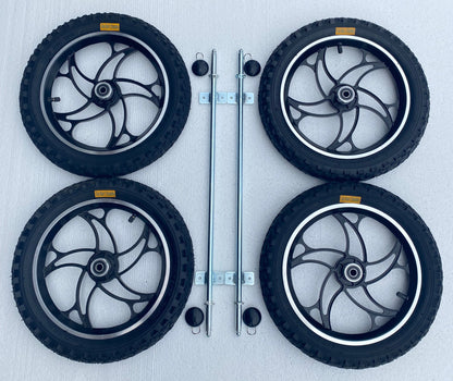 14" Black Alloy Go Kart Wheels & Axle Set