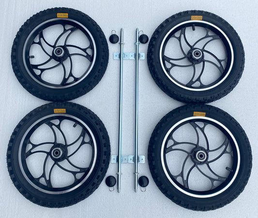 14" Black Alloy Go Kart Wheels & Axle Set