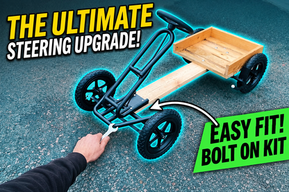 Go-kart steering upgrade thumbnail with updated green box text